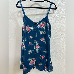 Torrid Women's Size 00 Blue Floral Light Weight Button Front Strap Tank Top
